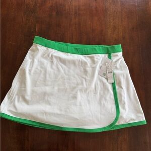 J. Crew White and Green Mini Wrap Skirt